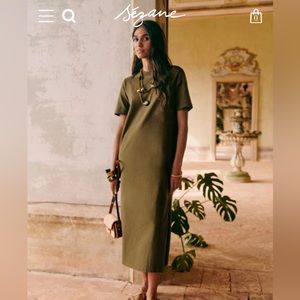 Sézane Emy Dress in Khaki - Worn Only Once!